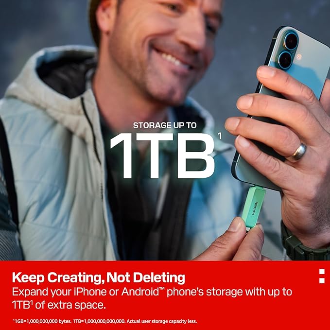 SanDisk 512GB Phone Drive with USB Type-C - for Smartphones, Tablets, and Computers - Up to 150MB/s, USB 3.2 Gen 1 - Seafoam Green - SDIXS0N-512G-GN6NQ