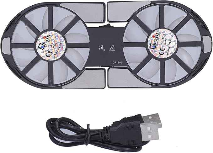 Laptop Cooler Cooling Pad,Portable USB Powered,4Color Laptop Cooling Pad,Foldable Notebook Cooler DualFan,Large Air Volume Radiator Heat Sink,with Blue LED Light(Black)