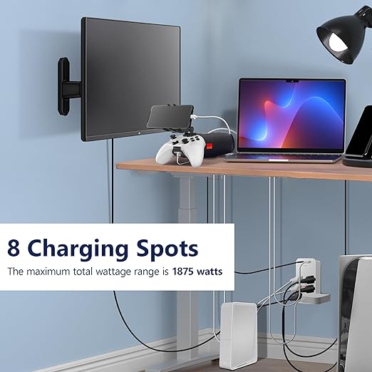 LIDER 6-Outlet Surge Expander with PD-65W USB Type A/C and Guide Light, Fast Rapid Charging, Surge Protector Up to 1500J with LED Indicator, USB Wall Outlet Extender, UL-Listed, White