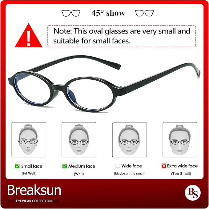 Retro Small Oval Glasses for Women Men 90s Small Face Blue Light Eyeglasses Cosplay Y2K Fake Glasses