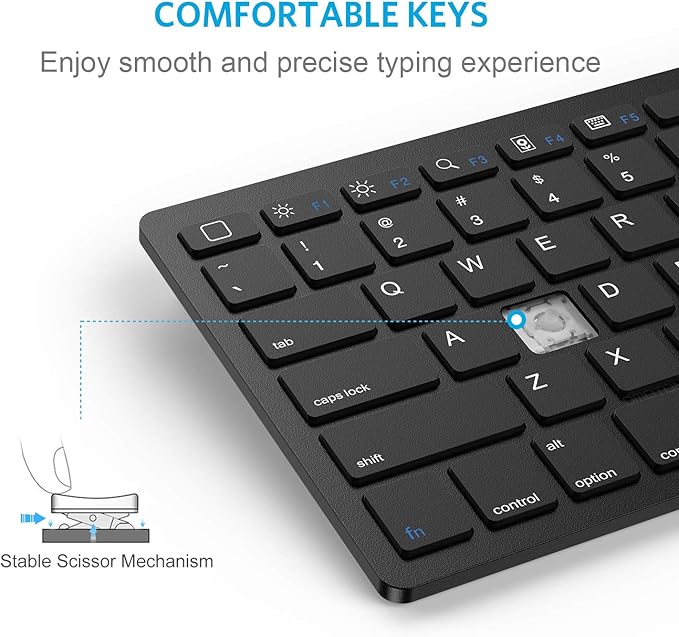OMOTON Bluetooth Keyboard Compatible with iPad A16 11th 10th Generation, iPad 10.2 (9th/8th/7th), iPad Pro 13/12.9/11 inch, iPad Air/Mini and More iOS Devices, Black