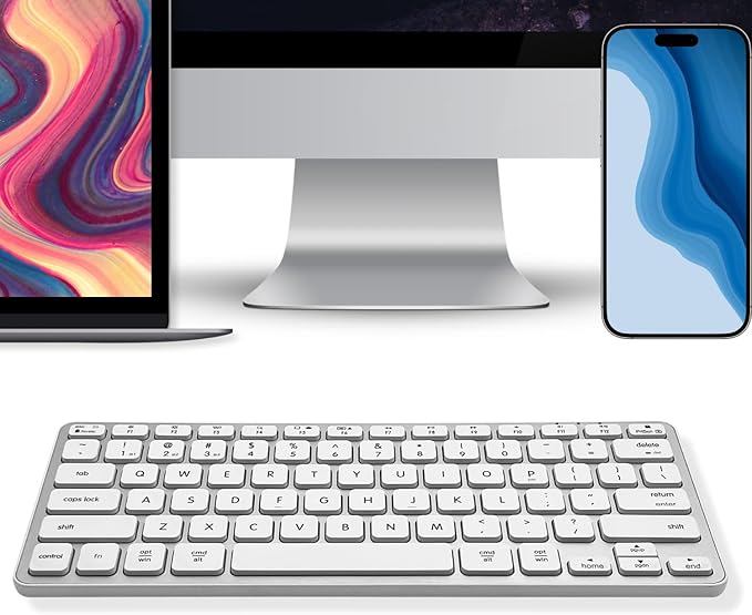 Macally Wireless Bluetooth Keyboard for Mac - Premium Multi Device Connectivity - Compatible Apple Keyboard for MacBook Pro/Air, iMac, Mac mini, iPad, Laptop, and PC