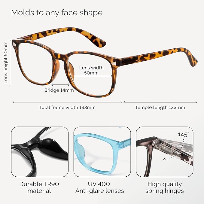 CCVOO 1.0 Reading Glasses for Women, Eye glasses, Blue Light Readers for Women, Cheaters