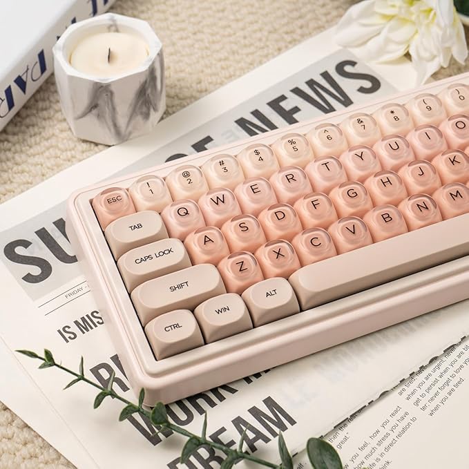 Sumgsn 132 Keys PBT Pink Jelly Keycaps MOA Profile Keycaps Set Comaptible with 61/64/87/104/108 Cherry Mx Switches Mechanical Keyboards (Only Keycaps)
