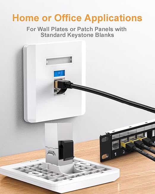 10 Pack Cat 6 Shielded Keystone Coupler, Cat6 Keystone Jacks Female to Female RJ45 Coupler, Ethernet Wall Plate Inline Keystone Coupler for Cat6, Cat5e, Cat5 Silver