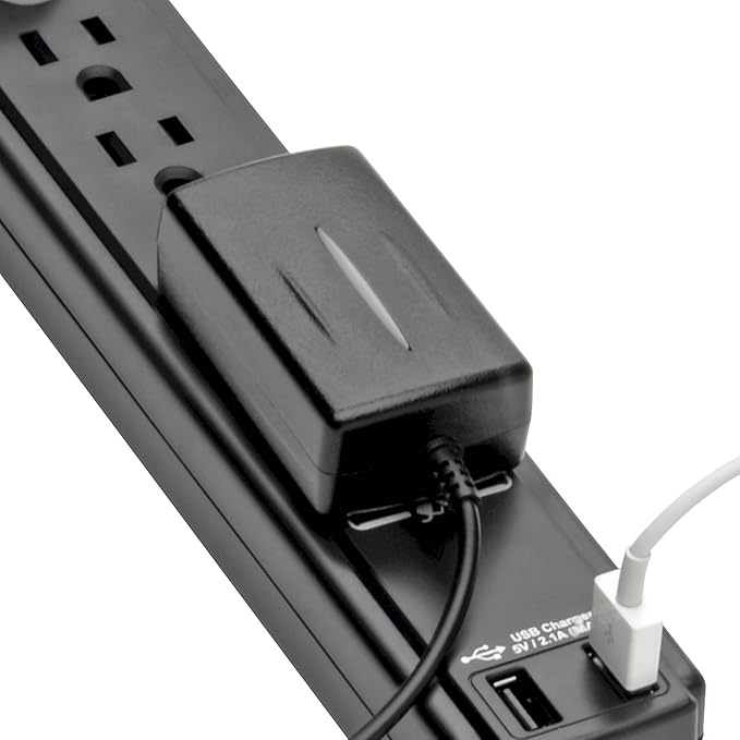 Tripp Lite 6 Outlet Surge Protector Power Strip 6ft Cord 990 Joules Dual USB Charging & Insurance (TLP606USBB)