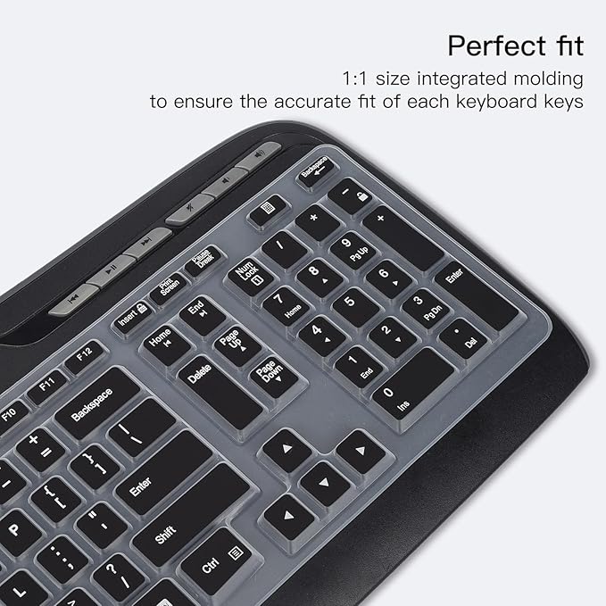 Keyboard Cover for Logitech MK320 K330 MK335 Wireless Keyboard, Waterproof Silicone Keyboard Protector for Logitech MK320 MK335, Black
