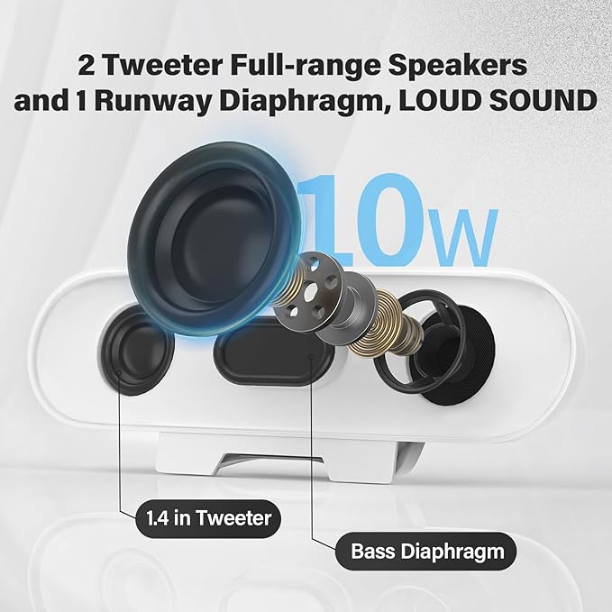 Computer Speakers for Desktop Monitor,Single Speakers for Desktop PC,Laptop Speaker with Loud Sound,Volume Control Easily Clamps to Monitors(USB-C to USB Adapter Included) (White)