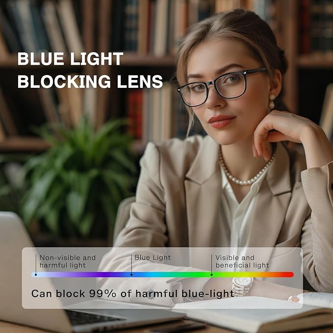 Blue Light Glasses for Woman Men | 99% Blue Light Blocking Glasses | Computer Glassess | Gaming | TV Phone Screen Reader Square Frame | Anti Eyestrain & UV Glare,4 Pack