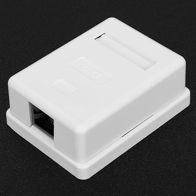 Kadimendium Networks Box Shielded CAT6 Single Port RJ45-8P8C Desktop Information Box for Networks Mounted, 2pcs ABS Shown with DouableSided Tape and Screw, for Wiring