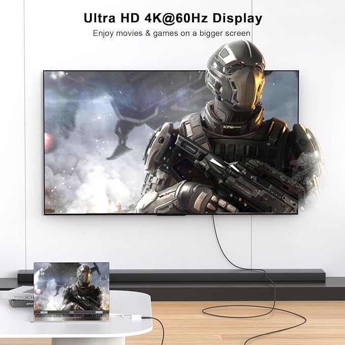 [Apple MFi Certified] USB C to HDMI Adapter for iPhone 17 16 15, Type C Digital AV Adapter 4K UHD Thunderbolt to HDMI Adaptor Sync Screen Connector for iPhone 17 16 15 Pro Max to TV Monitor Projector