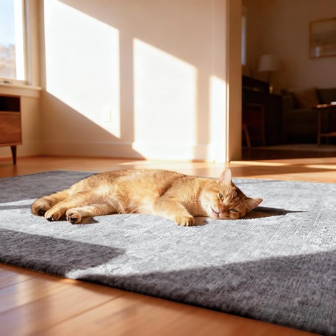 Office Chair Mat for Hardwood Floor, 36"x48" Desk Chair Mat for Home Office, Non-Slip Desk Rug, Under Desk Mat for Rolling Chair,Washable Rugs for Gaming Chairs-Light Grey