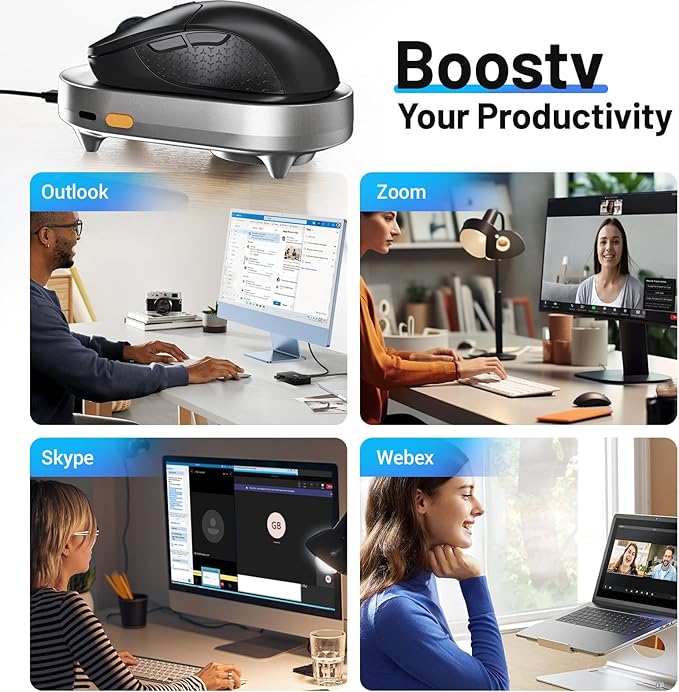 HONKID Undetectable Mouse Mover Jiggler with ON/Off Switch and USB Port Drive-Free,Simulate Physical Automatically Mouse Movement,Prevent Computer Laptop Inactive/Lockdown (Silver)