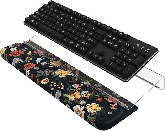 HAOCOO Keyboard Stand for Desktop, Acrylic Tilted Key Board Holder, 3-Level Height Adjustment Keyboard Riser for Easy Ergonomic Working, Wrist Rest for School Desk Accessories