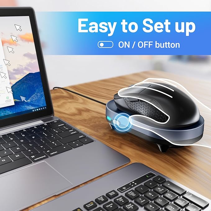 HONKID Undetectable Mouse Jiggler - Auto Mover with On/Off Switch & USB Port, No Software Needed, Prevent Sleep/Lock for Home Office & PC/Mac/Desktop (Blue Black), Perfect for Gifts/Remote Work