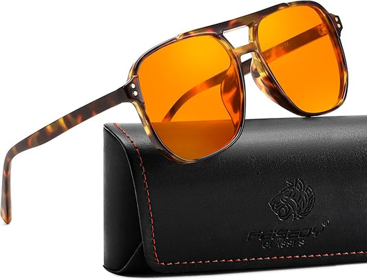 FEISEDY Amber Blue Light Glasses for Computer Gaming Orange/Yellow lens Anti Eyestrain Sleep Glasses G2835