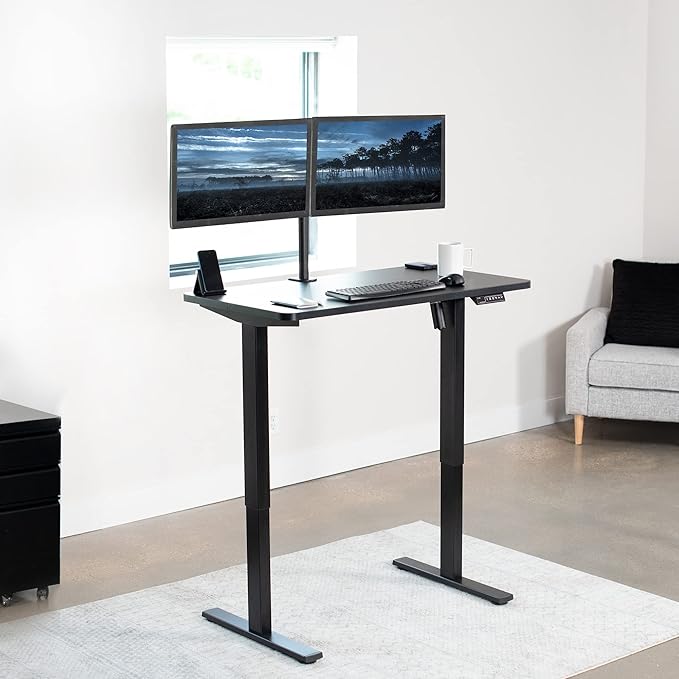VIVO Electric 43 x 24 in Standing Desk, Memory Height Adjustment, 1B Series, Holds 220 lbs, Black Top, Black Frame, DESK-1B4B