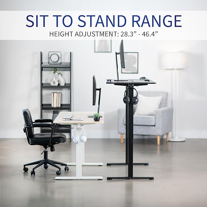 VIVO Electric 55 x 24 in Standing Desk, Memory Height Adjustment, Black Top Black Frame, DESK-E155TB
