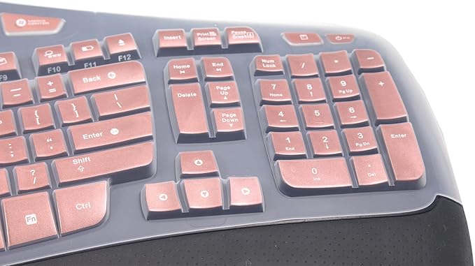 Silicone Keyboard Skin Cover Compatible for Logitech K350 MK550 MK570 Wireless Wave Keyboard, Logitech K350 MK550 MK570 Keyboard Skin (Rose Gold)