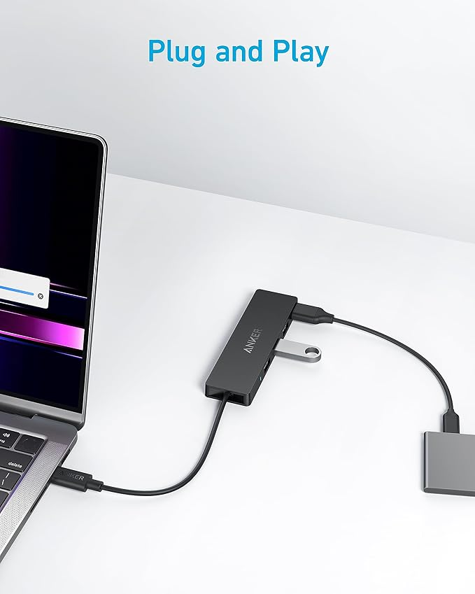 Anker USB C Hub 4 Ports, Multiple USB 3.0 Hub with 5Gbps Data Transfer, Extender for Type C Port Laptop, PC, Desktop and More (0.7 ft USB-C Connector, Charging Not Supported)