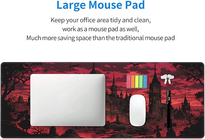 Gothic Desk Mat Large Gaming Mouse Pad Gothic Extended Mousepad Big in Laptop Computer Mouse Keyboard Mat for Office Desk Decor 31.5x12 in