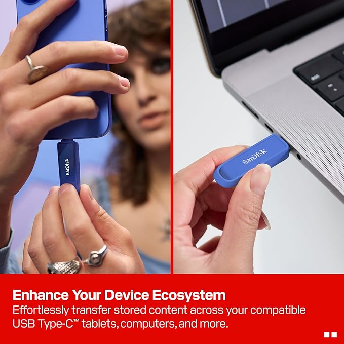 SanDisk 512GB Phone Drive with USB Type-C - for Smartphones, Tablets, and Computers - Up to 150MB/s, USB 3.2 Gen 1 - Maritime Blue - SDIXS0N-512G-GN6ND