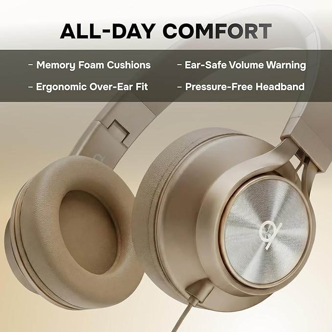ARTIX CL750 Wired Headphones with Mic & Volume Control — Noise Isolating On-Ear Headphones for Computer and Laptop Wired, Plug in Corded Headphone with Wire (Foldable, Aux Jack 3.5mm)