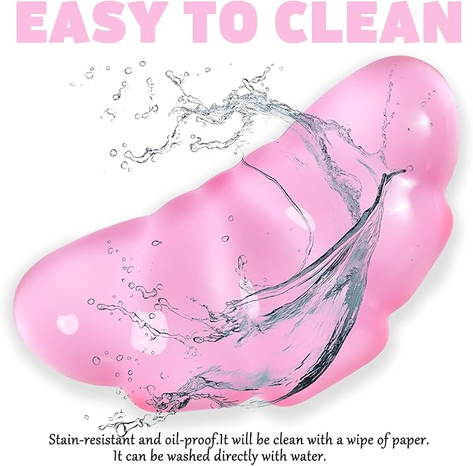 Gel Wrist Rest for Keyboard and Mouse Transparent Pink Bread Elbow Pad Cushion Ergonomic Cute Clear Cool Croissant Mouse Wrist Pad Silicone Non-Slip Support for Computer Gaming Home Office Hand Pillow