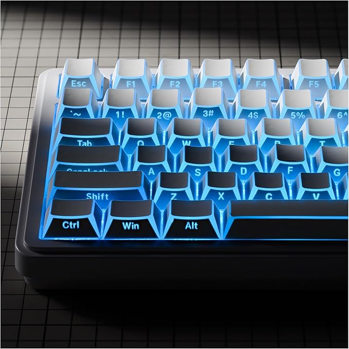 XVX White Shine Through Keycaps, PBT Keyboard Keycaps Cherry Profile, Custom Side Printed Keycap Sets Suitable for 60% 65% 75% 80% 100% Mechanical Keyboard