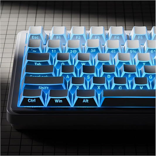 XVX White Shine Through Keycaps, PBT Keyboard Keycaps Cherry Profile, Custom Side Printed Keycap Sets Suitable for 60% 65% 75% 80% 100% Mechanical Keyboard