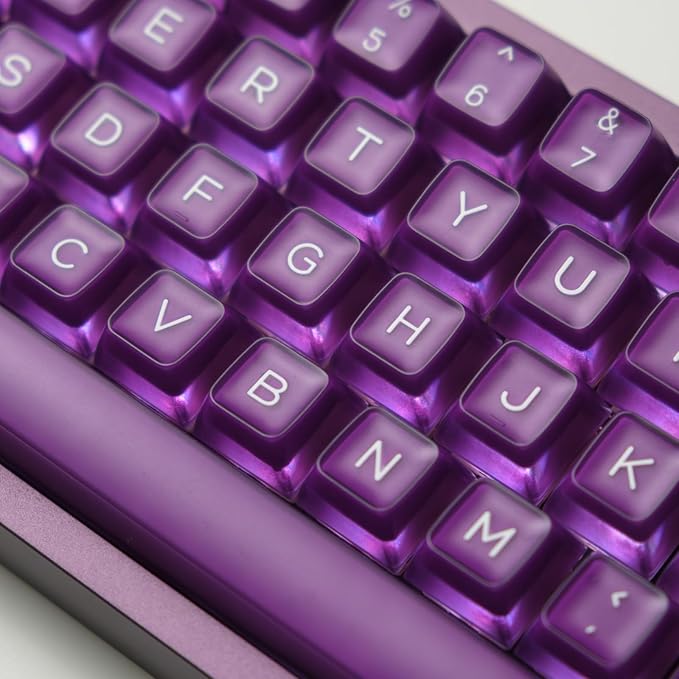ULTRAEQUIP Purple Jade Keycaps 142 Keys Double Shot PBT Keycaps RSA Profile, Translucent Green Shine Through, Custom Set for ISO ANSI 60, 75, 80, 95, 100% Mechanical Keyboard