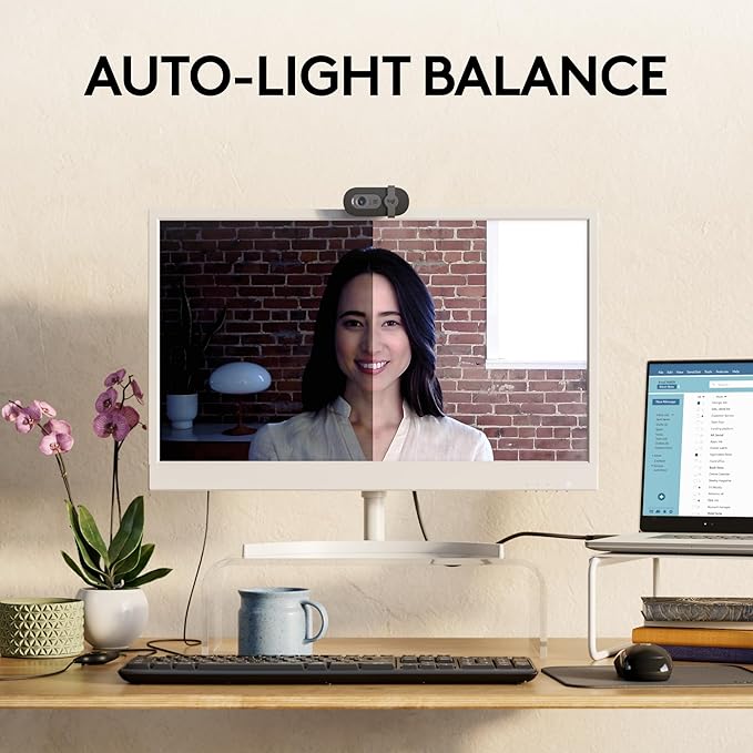 Logitech Brio 101 Full HD 1080p Webcam for Meetings,Streaming,Desktop,Laptop,PC - Built-in Mic,Shutter,Works with Zoom,Microsoft Teams,Nintendo Switch 2’s New GameChat Mode,USB-A,-Black,(Pack of 4)