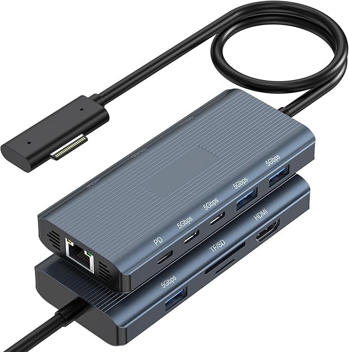 11-in-1 Surface Pro Docking Station, New Surface Dock 4K@60HZ HDMI, Surface Docking Station for Surface Pro 11/10/9/8/X/7/6/5/4/3, Surface Laptop 6/5/4/3/2/1, Surface Laptop Go 3/2/1, Surface Book