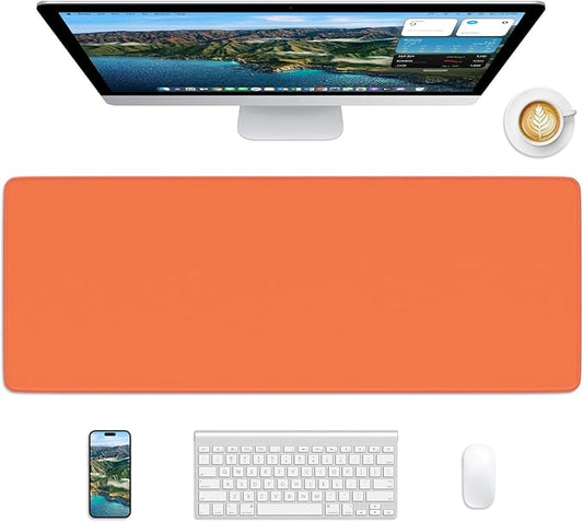 Orange Mouse Pad, 31.5 x 11.8 Large Desk Mat with Stitched Edges & Non-Slip Base, Mousepad for Office, Home, Work
