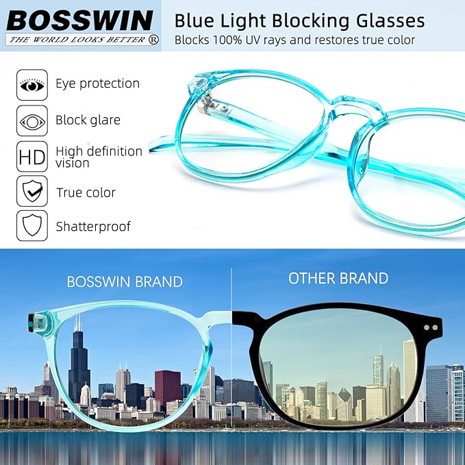 Blue Light Blocking Glasses for Women/Men - 4-Pack Computer Reading/Gaming/TV/Phone Glasses, Anti-Glare