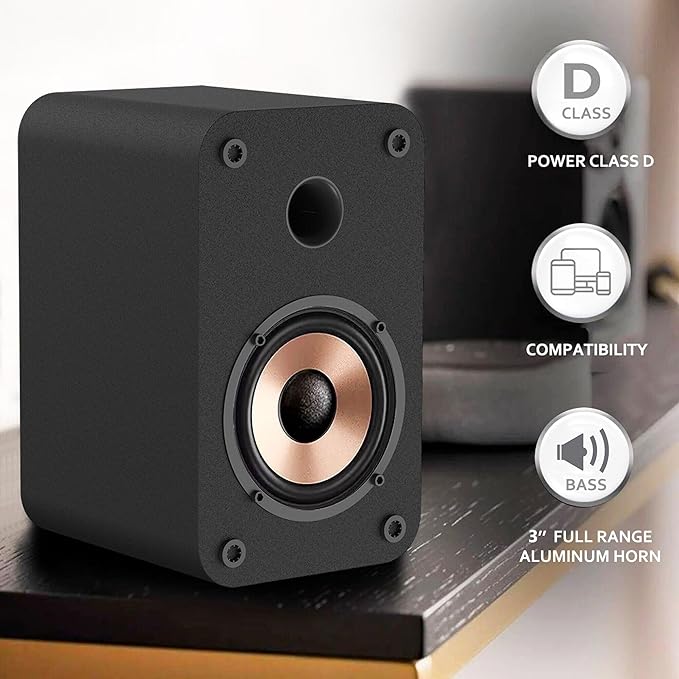 LONPOO Computer Speakers for Desktop and Laptop,30 Watts RMS Bluetooth Bookshelf Speakers with 3" Aluminium Speaker,Aux,Sold As Pair