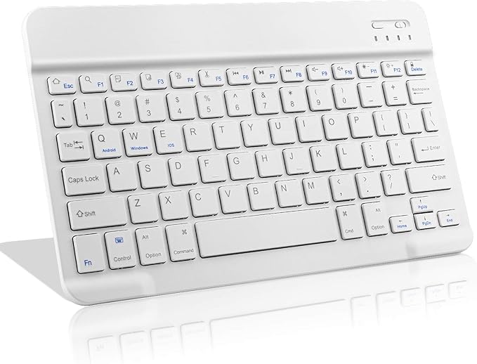 Amazon Fire HD 10/11/8 Wireless Keyboard,Universal Slim Portable Bluetooth Keyboard Compatible with Amazon Fire HD 10/11/8 with Built in Rechargeable Battery (10 Inch White)