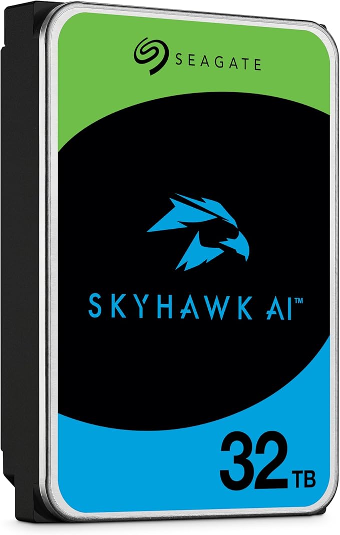 Seagate Skyhawk AI 32TB Video Internal Hard Drive HDD – 3.5 Inch SATA 6Gb/s 512MB Cache for DVR NVR Security Camera System with in-House Rescue Services (ST32000VE000)