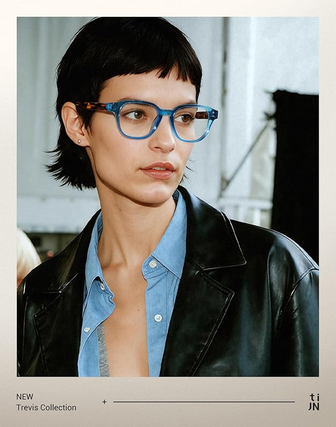 TIJN Blue Light Blocking Glasses, Anti Eyestrain UV Protection, TR90 Square Frame Glasses Chic Preppy Look for Women and Men