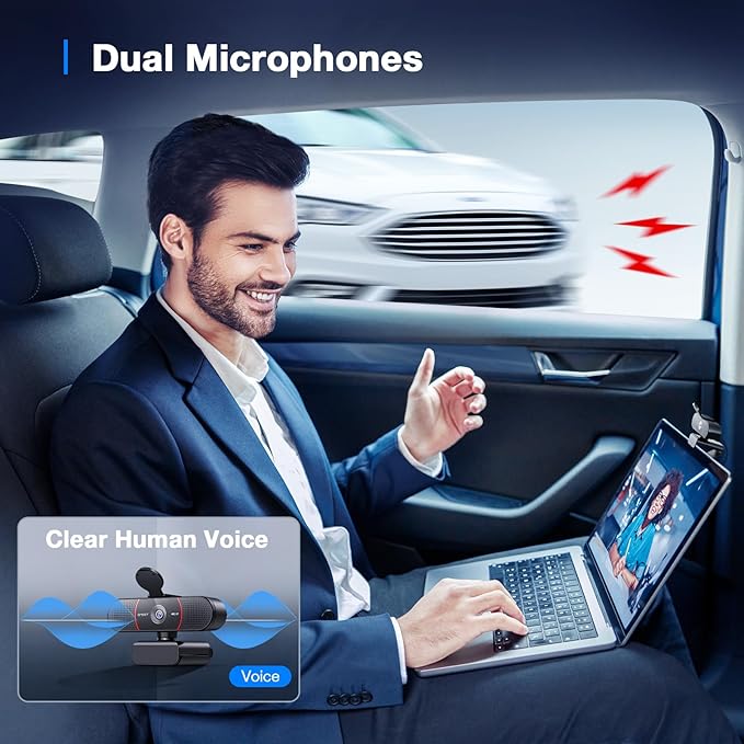 EMEET C960 4K Webcam for PC, 4K UHD CMOS Sensor, PDAF Auto Focus, Dual Omnidirectional Mics, Auto Light Correction, 73° FOV, Plug&Play Webcam w/Privacy Cover, Works w/Zoom/Teams/Skype/Google Meet