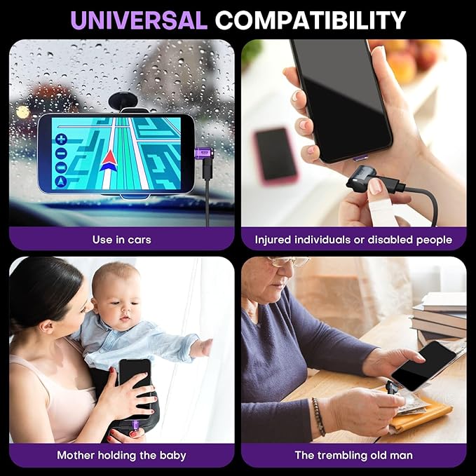 USB C 90 Degree Magnetic Adapter 2 Pack Right Angle 24 PIN 40Gbps PD 240W OTG Magnet Charger Extender 8K 60Hz Video for USB 4 Steam Deck ROG Ally Switch PC Tablet iPhone 15 16 17 (Purple)