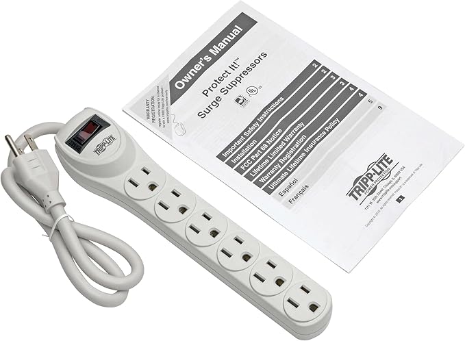 Tripp Lite Protect It! TLP602 Surge Protector 6-Outlet Home Computer 180 Joules
