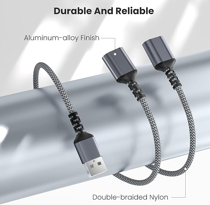 Basesailor USB Splitter 1 in 2 Out 3.3FT,USBA Male to Double Female Y Cable Extension Adapter,Dual USB Port Extender Hub,Data Charger Power Split for Car,Xbox One Series,PS4,PS5,Laptop,Keyboard,Mouse