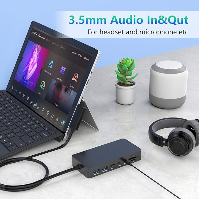 New Surface Dock Triple Displays Dual HDMI+VGA with Power Adapter,12 in 1 Surface Docking Station for Surface Pro 12/11/10/9/8/X/7/6/5/4/3,Surface Laptop 7/6/5/4/3/2/1,Surface Book Go
