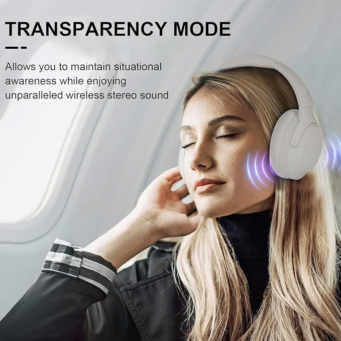 T-fun Active Noise Cancelling Headphones, 65H Bluetooth Headphones, Custom EQ via App Headphones Wireless with Mic, Bluetooth 6.0 Foldable Lightweight Headsets for Commuting Travel Work Home