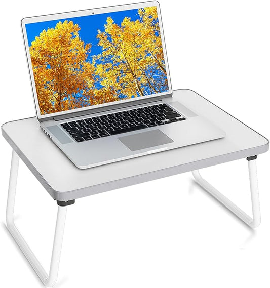 Lap Desks Laptop Tray for Bed or Couch,Portable Breakfast Serving Tray with Folding Legs,Foldable & Lightweight Mini Table, Laptop Stand for Working, Reading and Writing,White