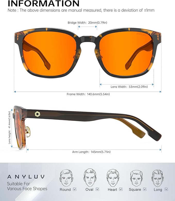 ANYLUV Blue Light Glasses Men Women Computer Gaming Glasses Anti Eyestrain Lightweight Blue Light Blocking Glasses