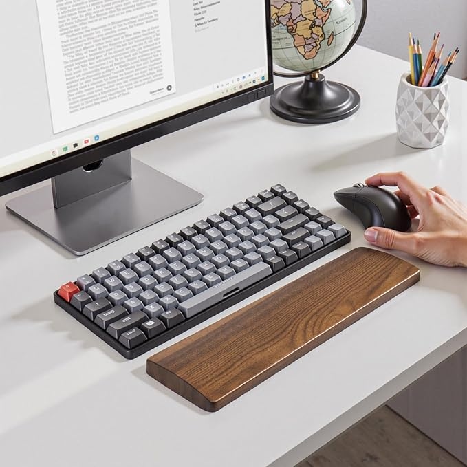 Walnut Wooden Wrist Rest for Mechanical Keyboard, Ergonomic Design for Wrist Pain Relief, Smooth No Odor and Easy to Clean, Support Wrist to Coding Typing and Playing (for 60-68 Key)