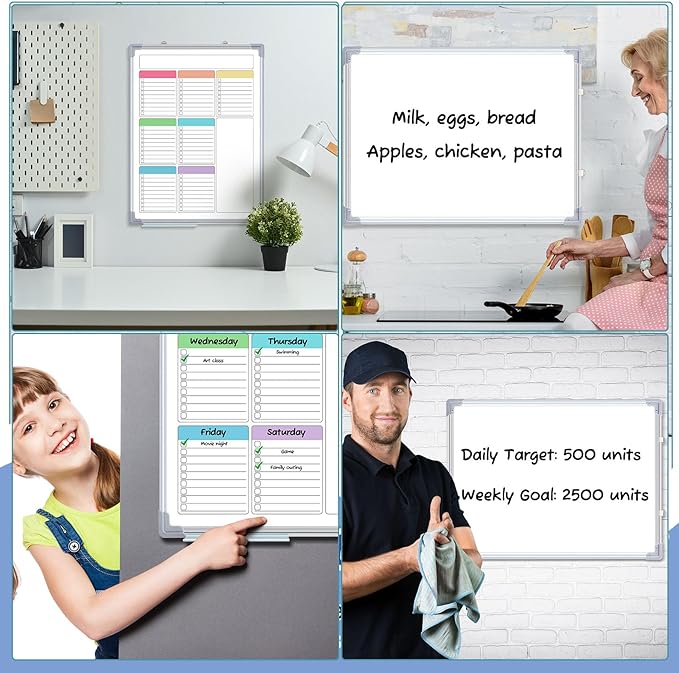 Lincia Magnetic to Do List Whiteboard for Wall 24" x 18" Large Weekly Dry Erase Board, Hanging Double-Side White Board Calendar for Planning Drawing Memo Home Kitchen Office(Pleochroic)