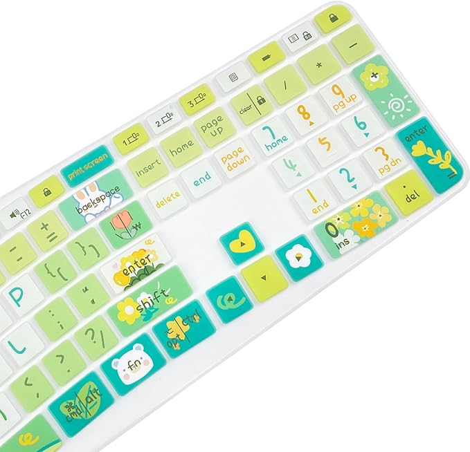 Cute Silicone Keyboard Cover for Logitech Ergo K860 Ergonomic Keyboard, US Layou, Cute Flowers